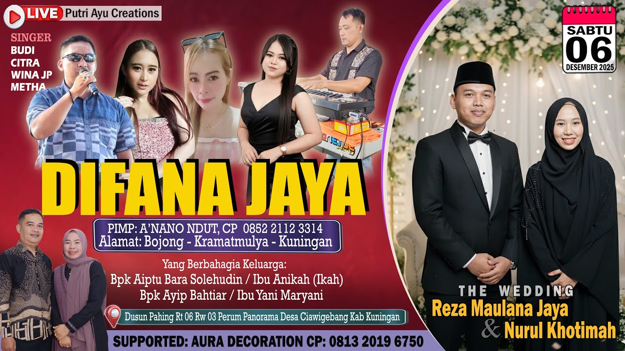 🔴Live Difana Jaya Music / Pernikahan Reza & Nurul / Kel Bpk Aiptu Bara - Ibu Ikah / Per Panorama Cwg