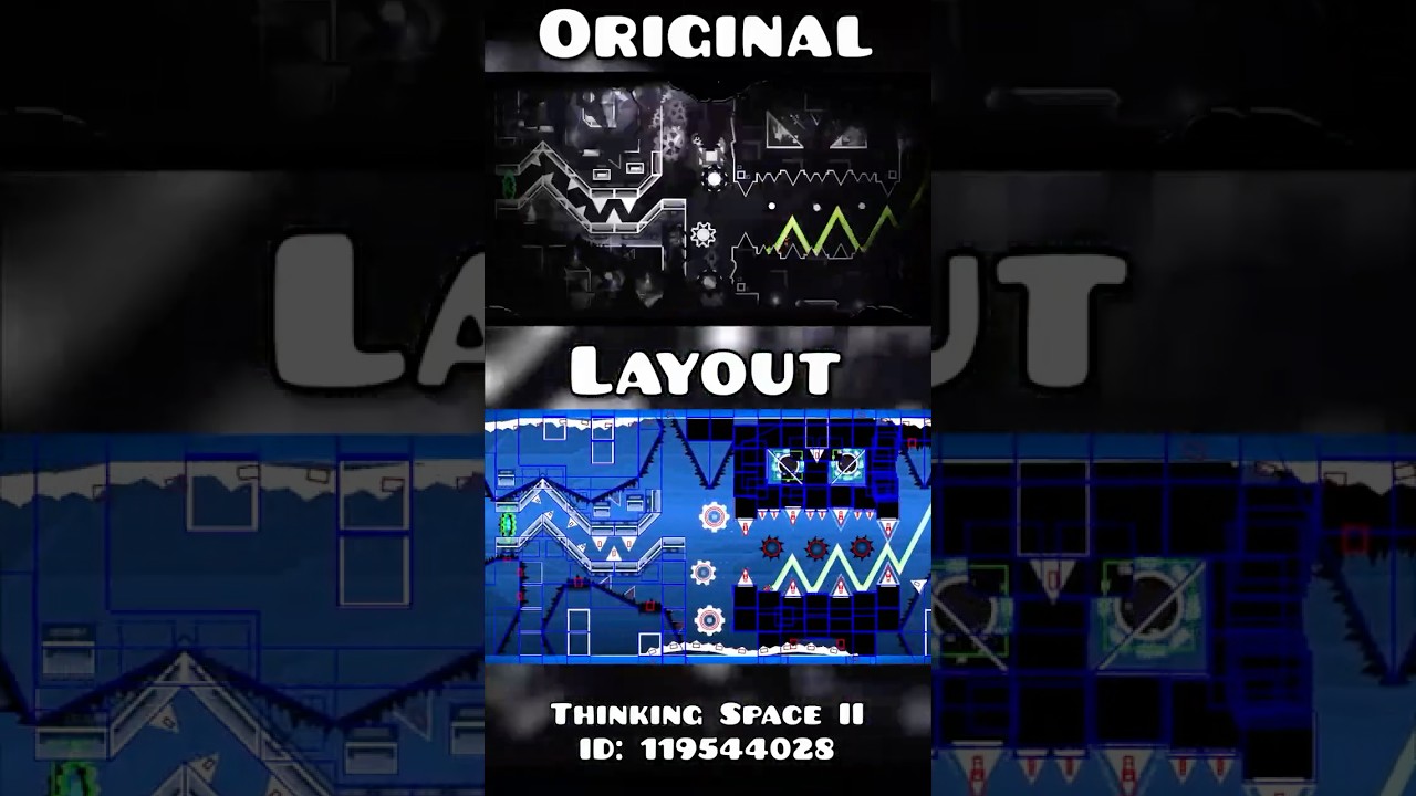 Thinking Space II Layout with Hitboxes vs Original 1 - Geometry Dash 2.2 #shorts