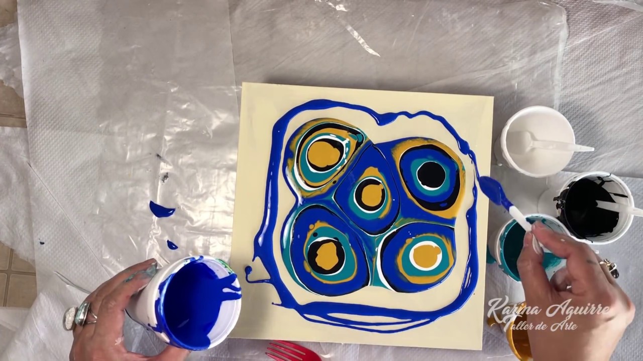 #13 TUTORIAL ACRILICOS FLUIDOS (Acrylic Pouring)- en Español - "Mar Azul" - (Puddle Pour)