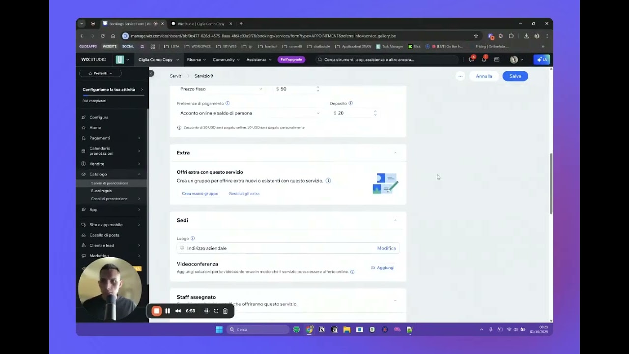 Curso Wix Studio in Italiano | Ep. 1 Creare e Gestire Servizi di Prenotazione con Wix Bookings