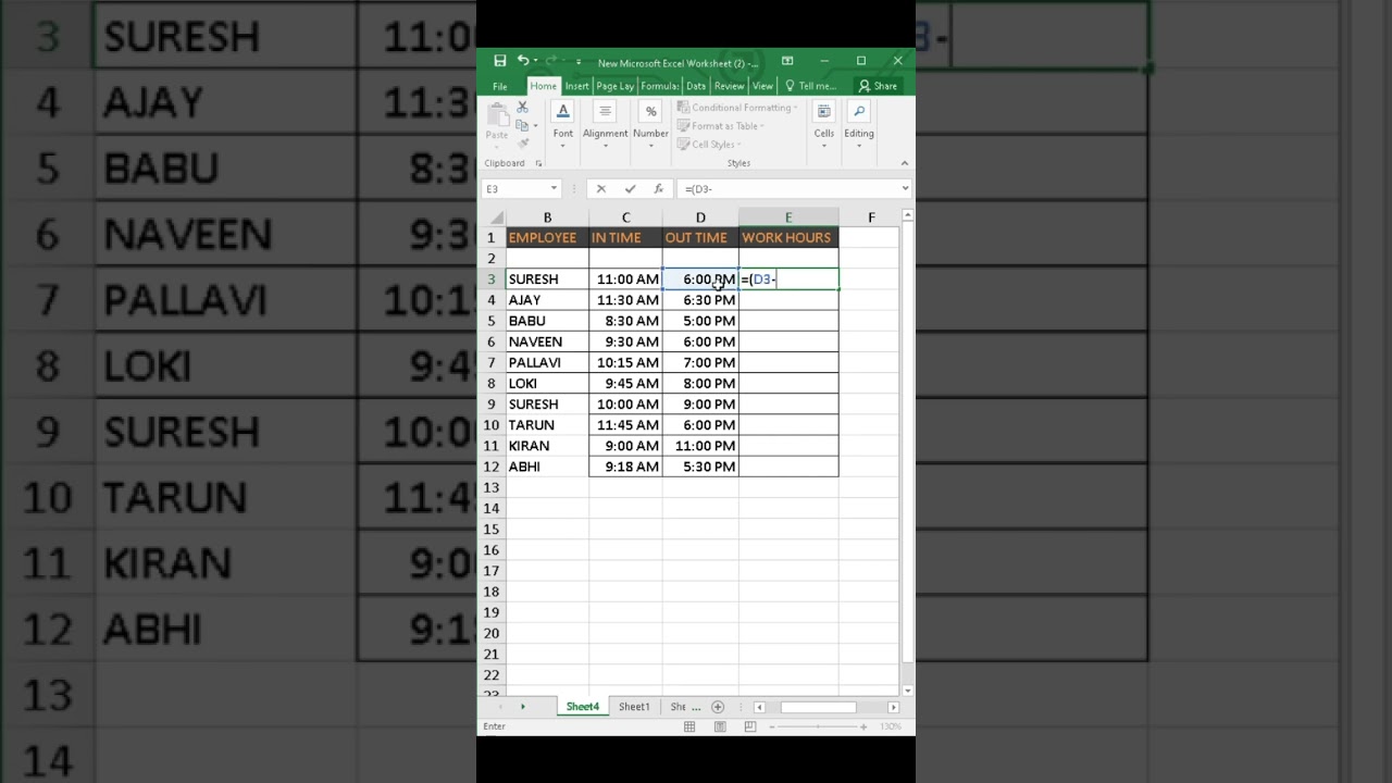 How to calculate total working hours in Excel#kannada #computereducation #windows#excel#kannadatech
