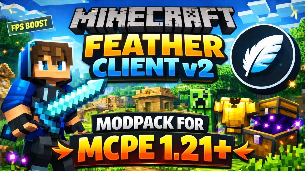 MINECRAFT FEATHER CLIENT v2  MODPACK FOR MCPE 1.21+ | #minecraft #video #gaming #minecraftpe #viral 