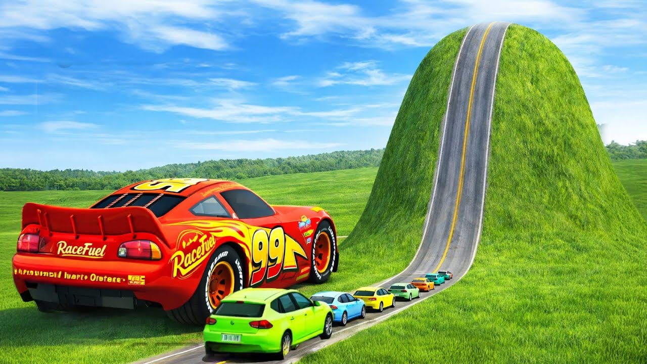 Small Cars to Giant McQueen vs Giant Bulge - BeamNG.drive