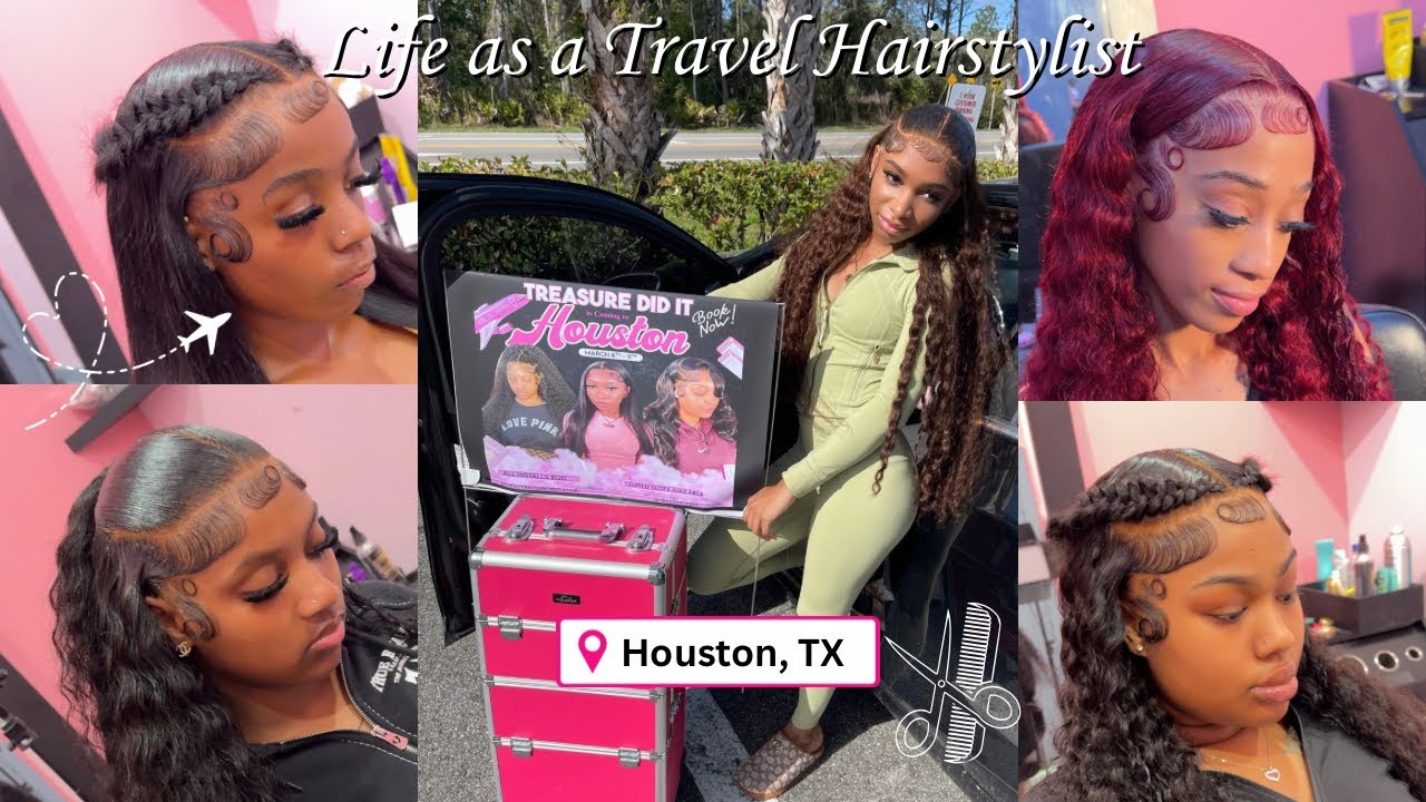Life as a travel Hairstylist | Houston TX ✈️🎀💇🏽‍♀️ new clients, salon tour, flight +more ! 