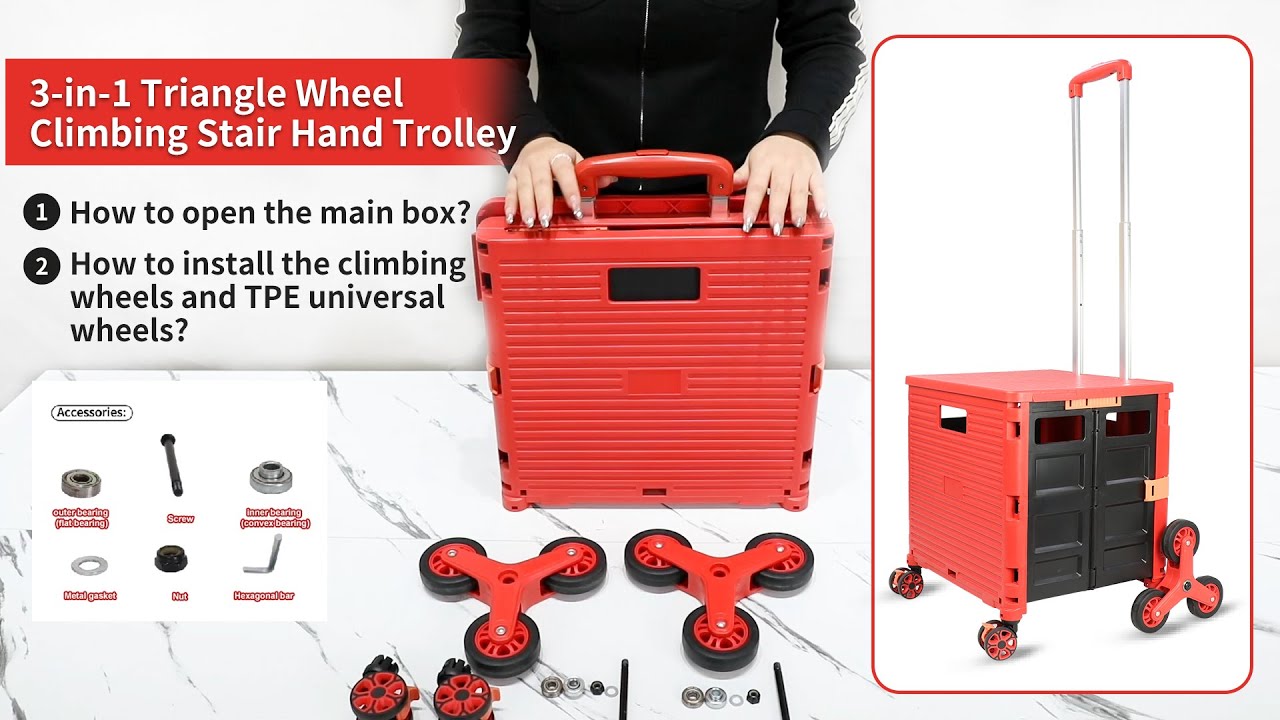 BY06-C 4 wheel Climbing Cart Trolley  | Multi-purpose Folding Storage Box with Wheel & Handle