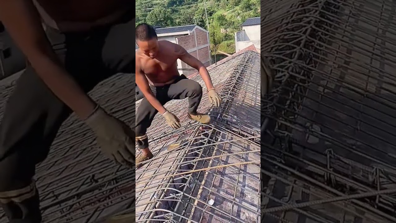 Slope roof steel bar bending process