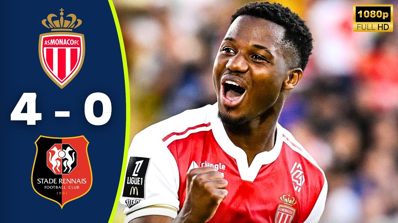 Monaco vs Rennes 4-0 Resum&eacute; | Ligue 1 Highlights | Ansu Fati Goal | Maghnes Akliouche Goal