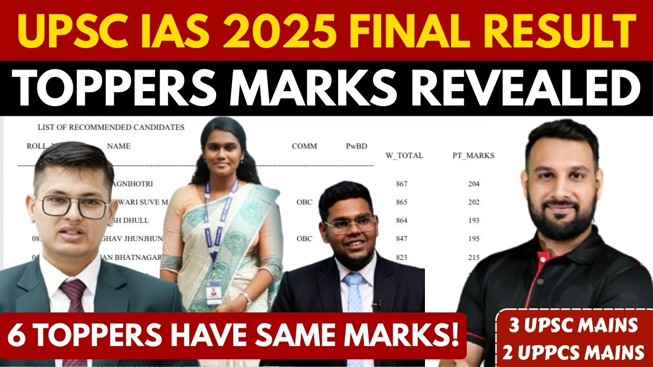 UPSC MAINS 2025 MARKS RELEASED| UPSC 2025 TOPPER'S MARKSHEET| HOW MANY MARKS TOPPER SCORED?