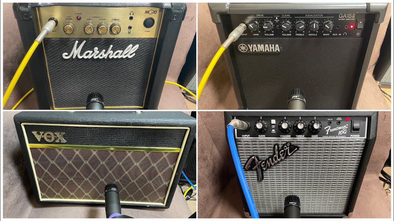 家練習アンプ弾き比べ、Marshall MG10、YAMAHA GA15II、Fender Frontman 10G、VOX Pathfinder10
