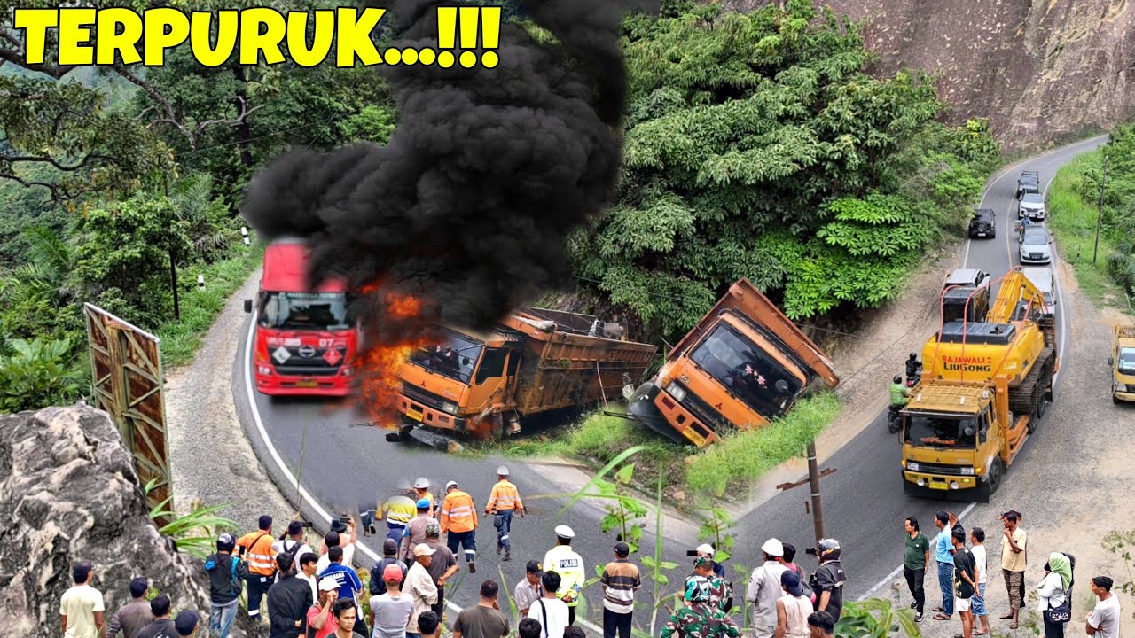 TERPURUK & TERGELINCIR..!DETIK-DETIK TRUK TERPURUK DI EVAKUASI,MINI BUS HILANG KENDALI TABRAK TRUK.