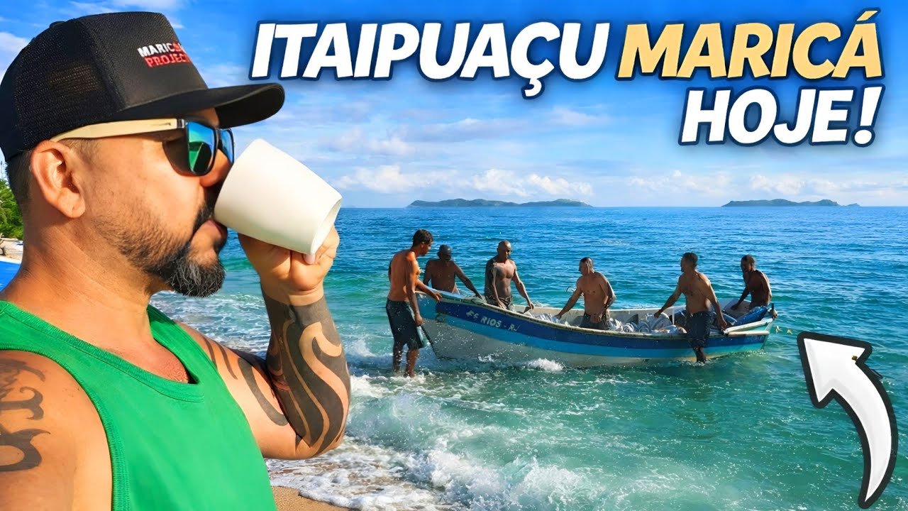 Itaipuaçu Maricá HOJE: Peixe pulando no mar! e Sol rachando!