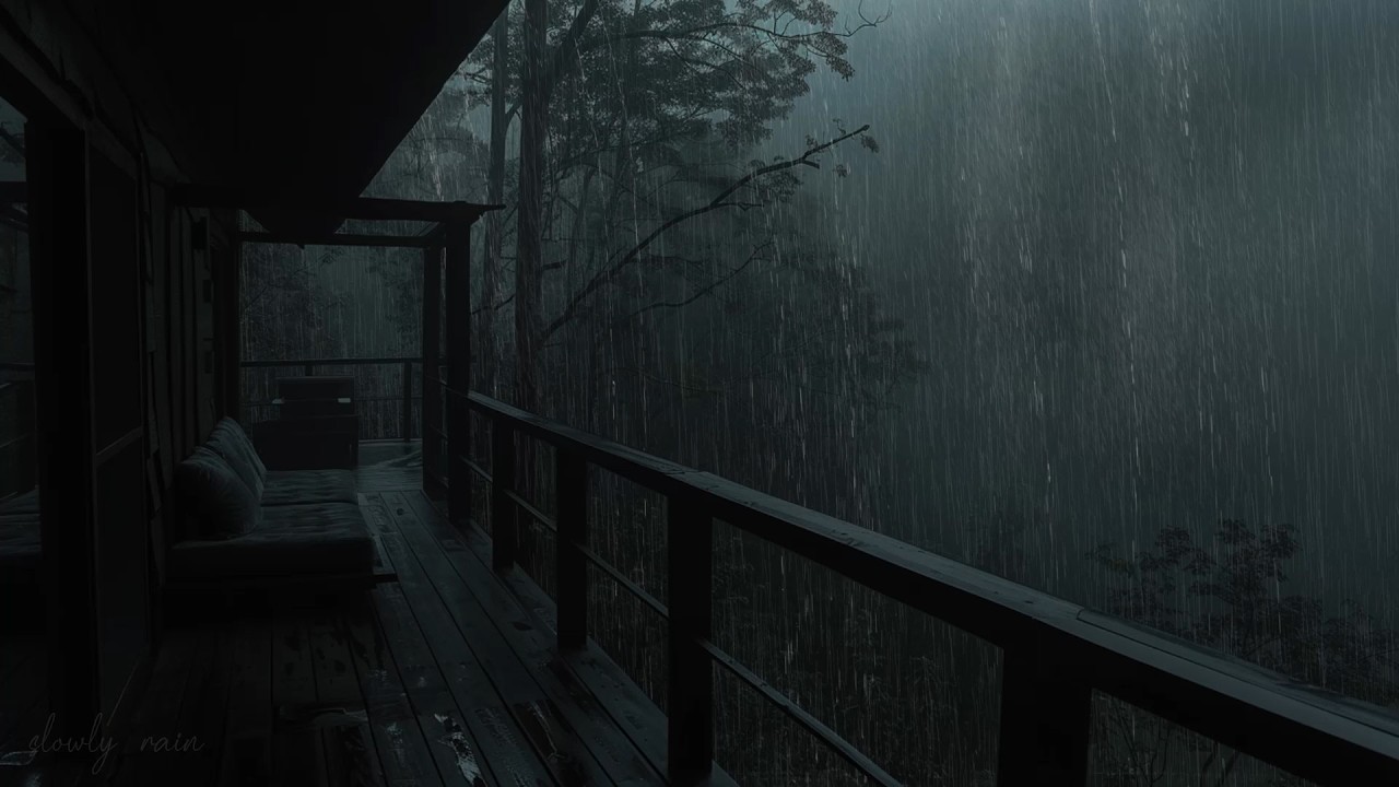Listening Balcony Rain Sounds (No Ads) 🌧️ - Relaxing The Sounds of Rainforest for Sleep, Meditation