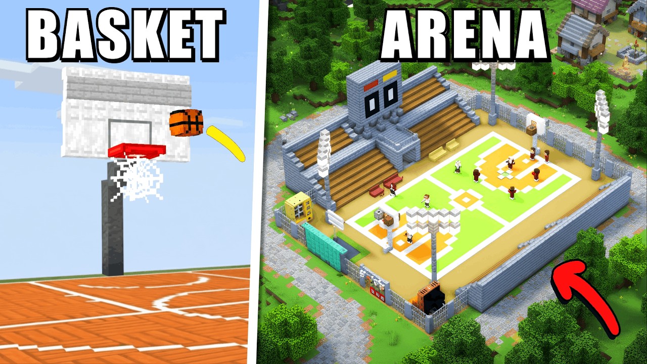I Build Function BASKETBALL Court in Minecraft!