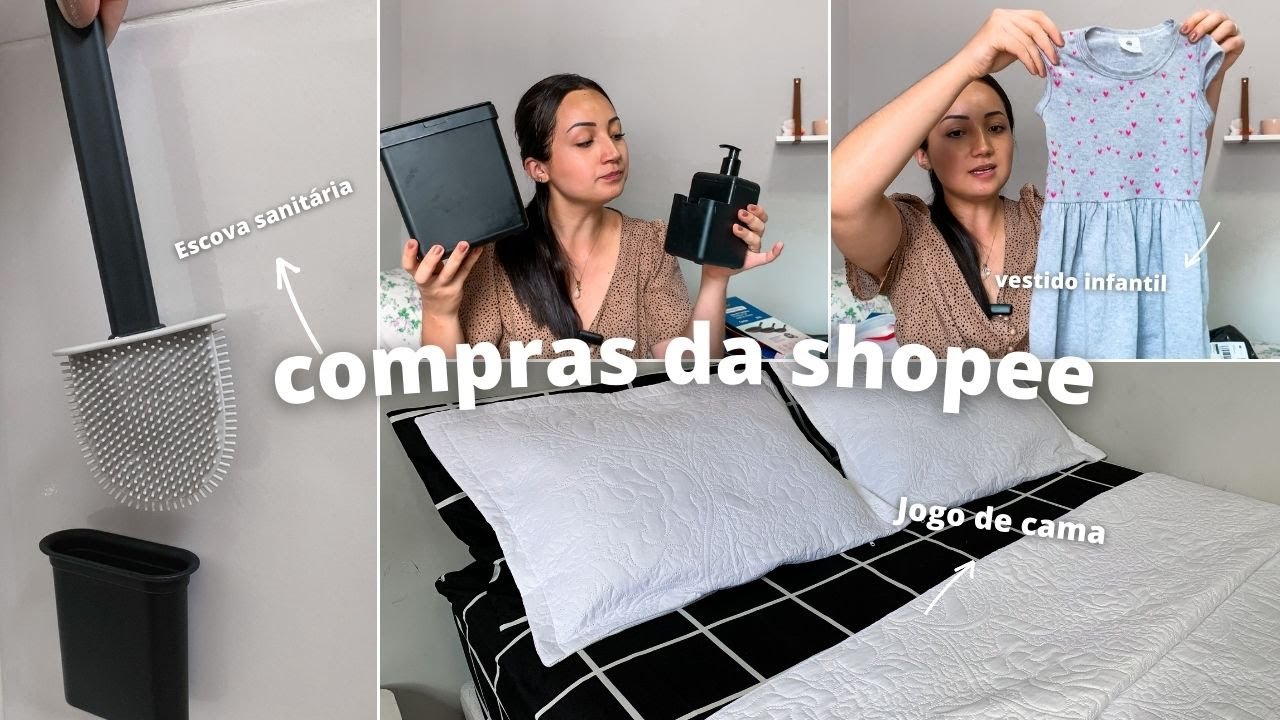 COMPRAS NA SHOPEE PARA O LAR 🏡✨| lençol de cama grid, utensílios ,roupa infantil etc | Camila Ester.