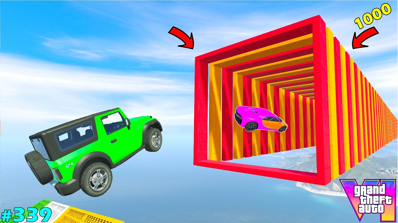 GTA5 : Franklin Takes Impossible Survival Challenge | Mega Ramp Challenge