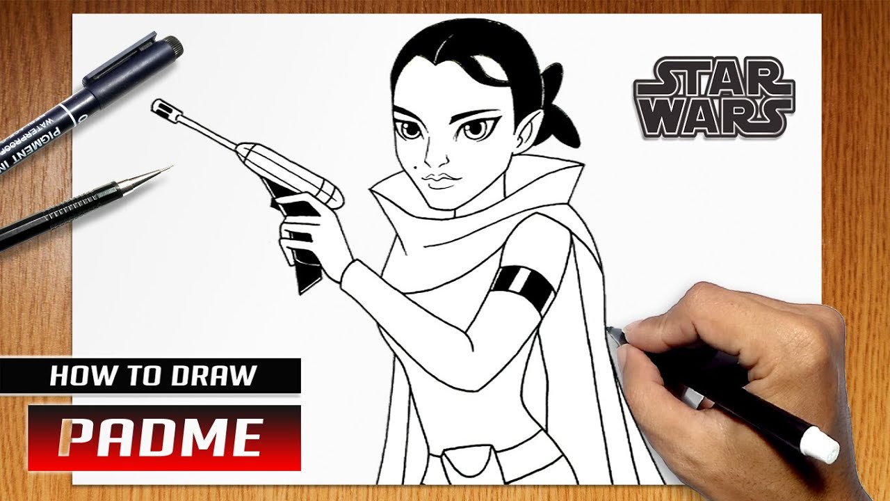 How to draw Padme Amidala from Star Wars