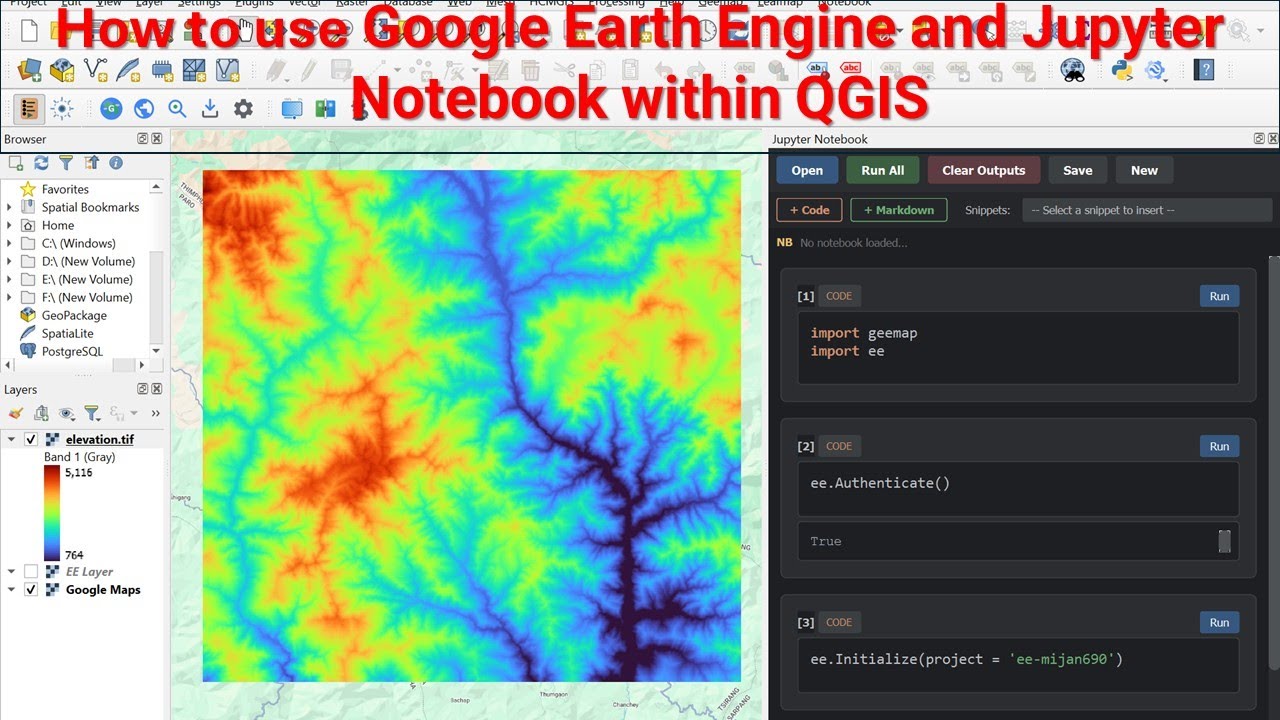 Как использовать Google Earth Engine и Jupyter Notebook в QGIS #googleearthengine #qgis