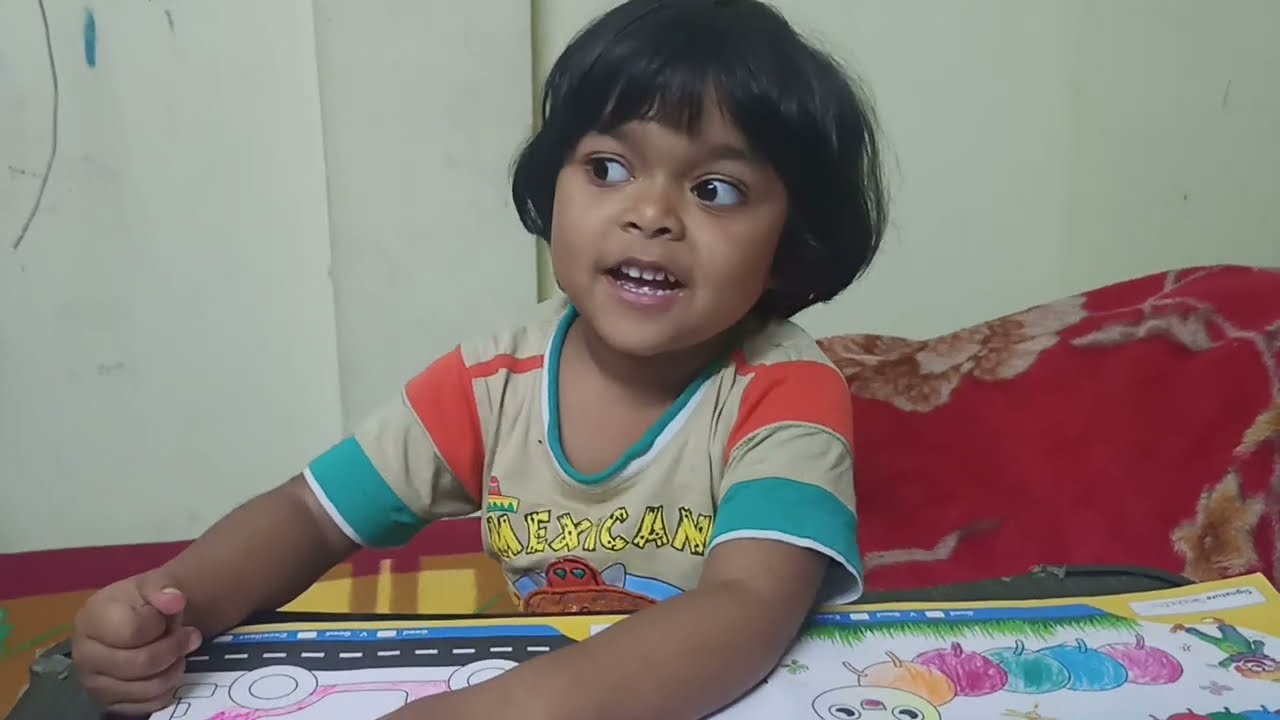 🧒 छोटी बच्ची का कलर करना सीखना🌈 बच्ची की क्रिएटिव कलरिंग | Learning with Fun