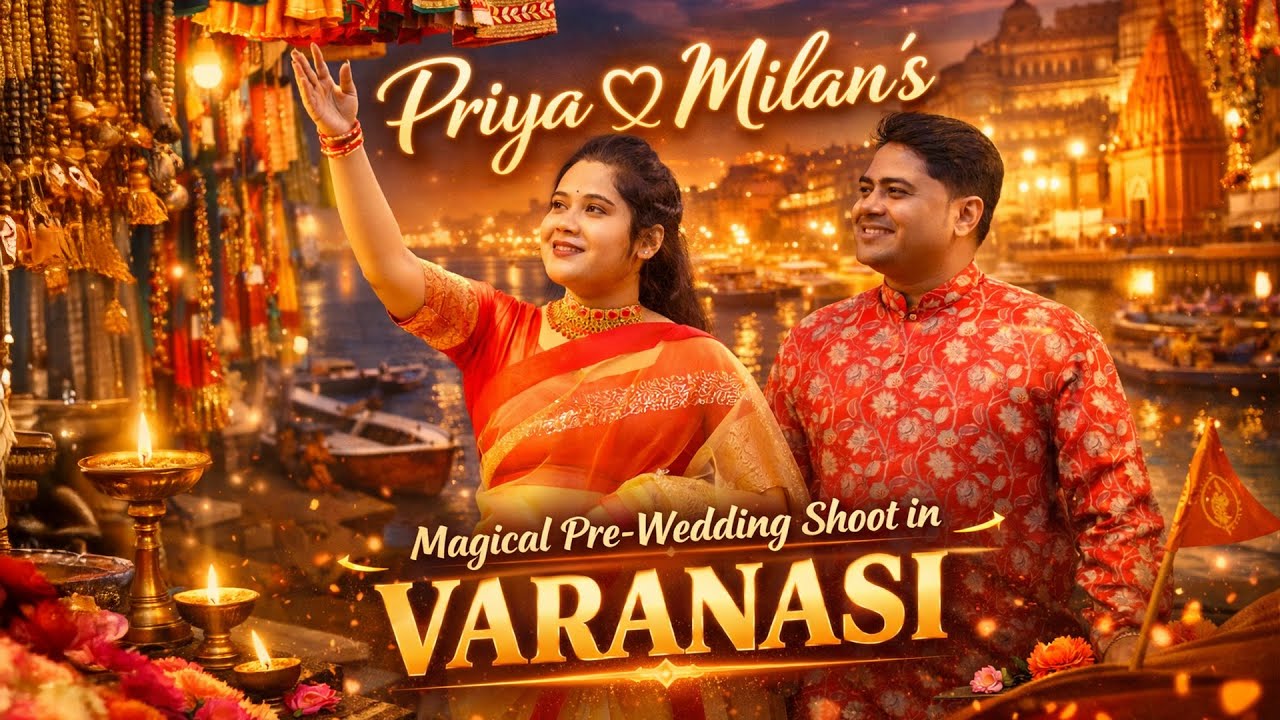 Priya ❤️ Milan | Magical Pre-Wedding Shoot in Varanasi | A Journey of Love