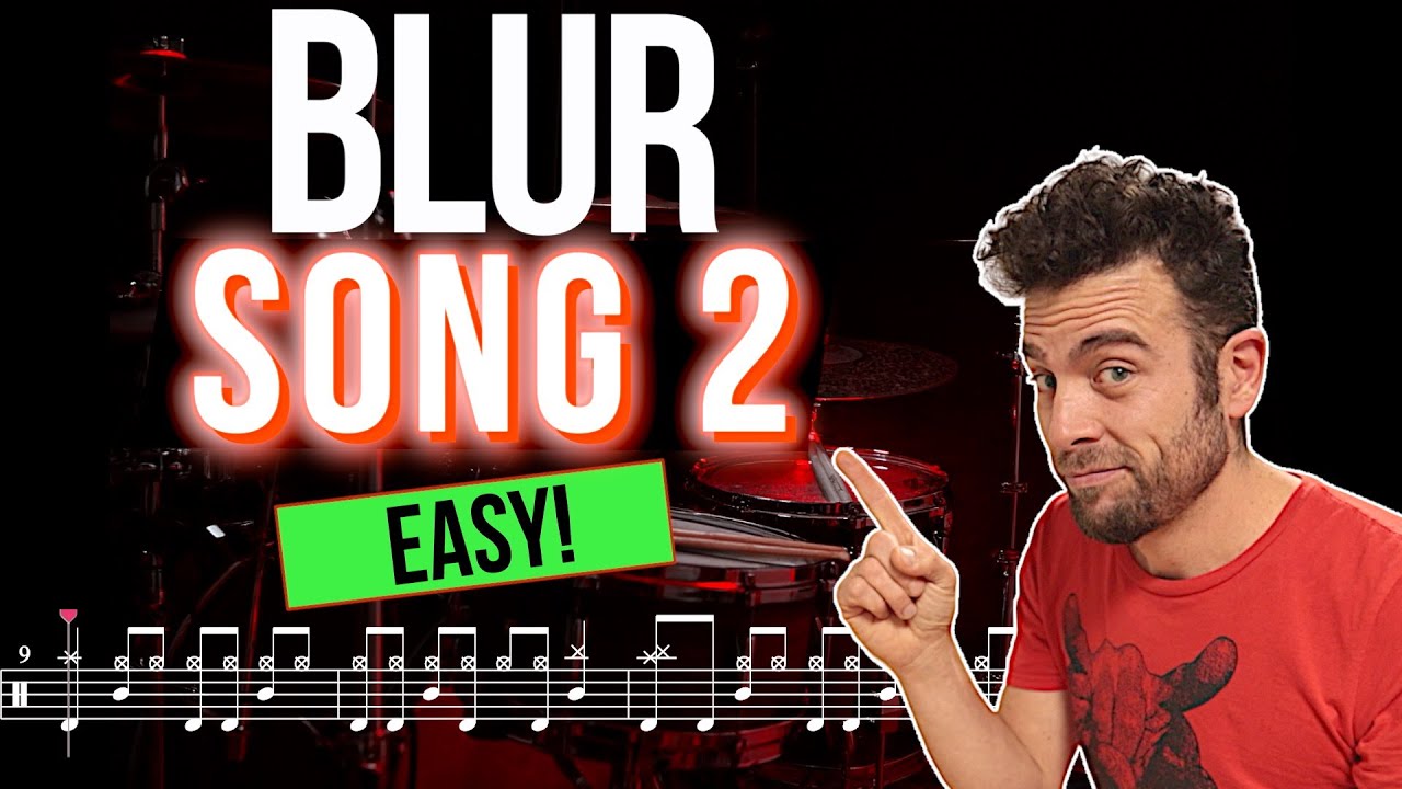 Blur - Song 2 - Drum cover (with scrolling drum sheet)