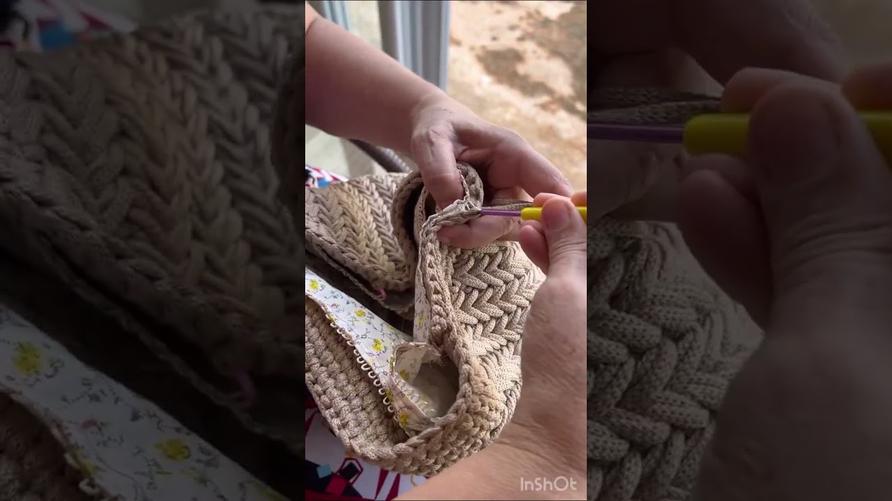 Forro de bolsa de crochê com passamanaria super fácil