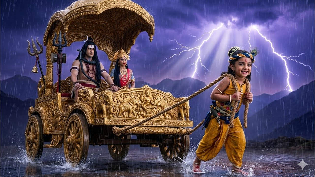 बाल कान्हा ने भारी बारिश में महादेव को अपने घर लाए | यशोमती मईया के नंदलाला | Krishan Leela 