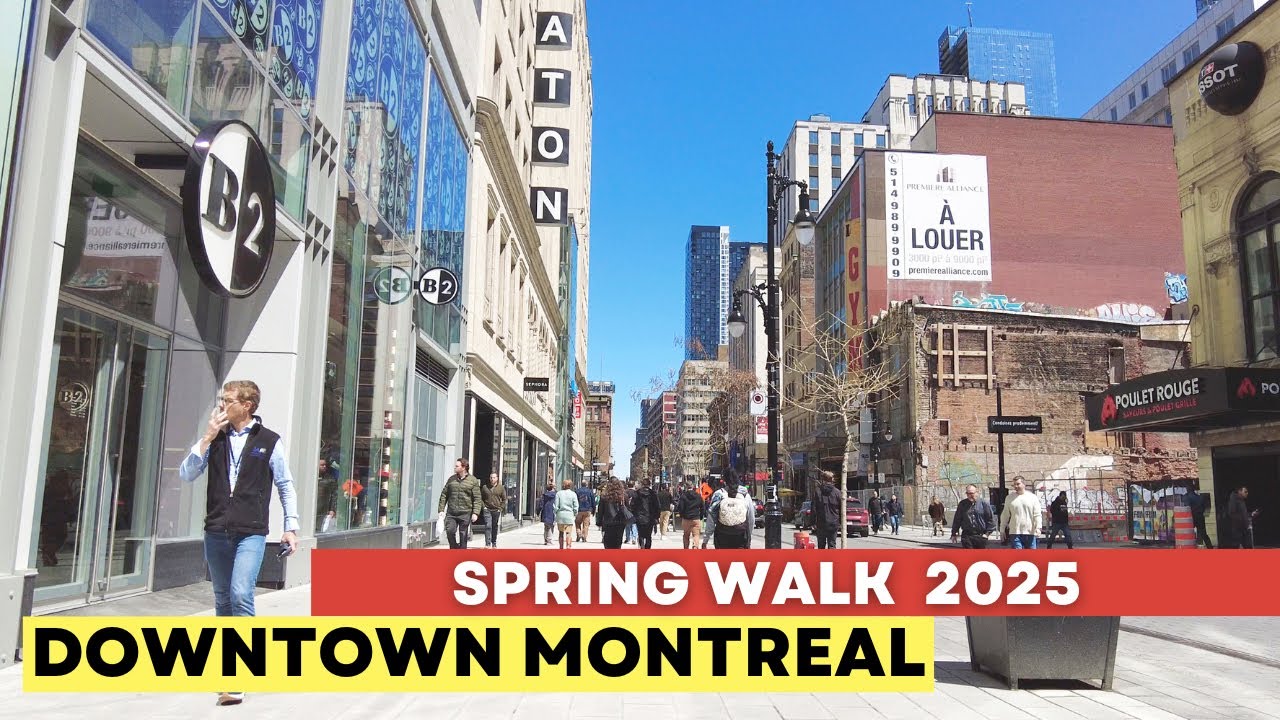 Sunny Day Walk in Downtown Montreal | Spring Vibes 2025 - Canada [4K]