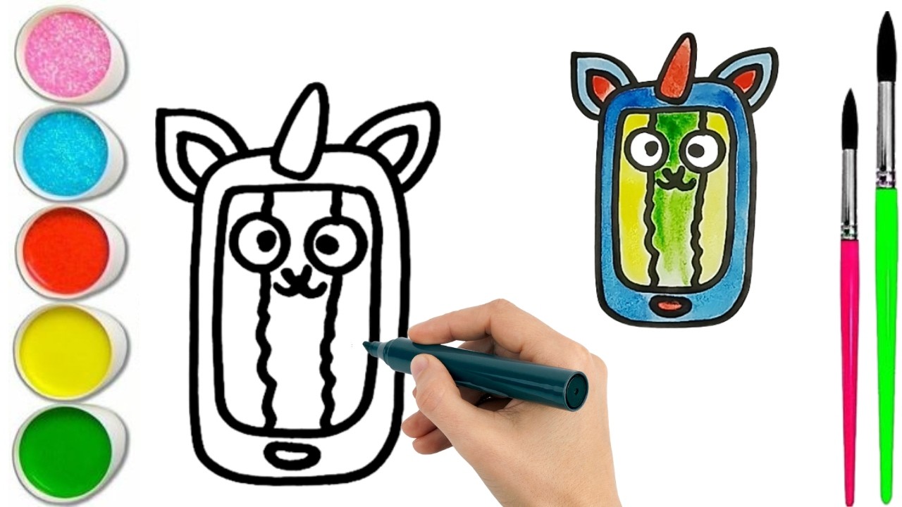 How To Draw  cute Unicorn Phone Drawing, Painting & water Coloring For Kids and Toddlers_🌈🎨