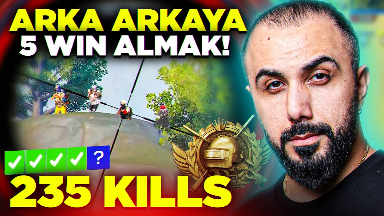 FATİH LİGİNDE ÜST ÜSTE 5 WİN ALMA CHALLENGE!! 😱 235 KILLS REKOR! | PUBG Mobile