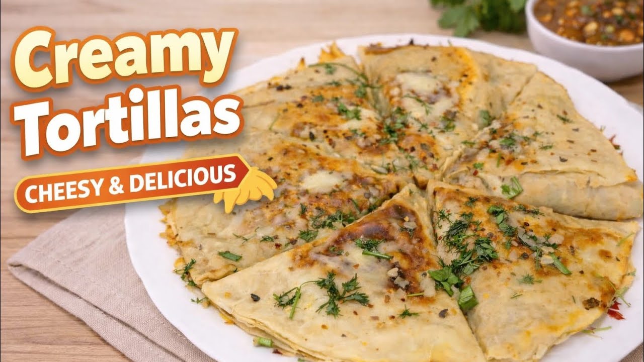 Creamy tortilla triangles@Dastarkha #yummy #easyrecipe #mexicanfood 