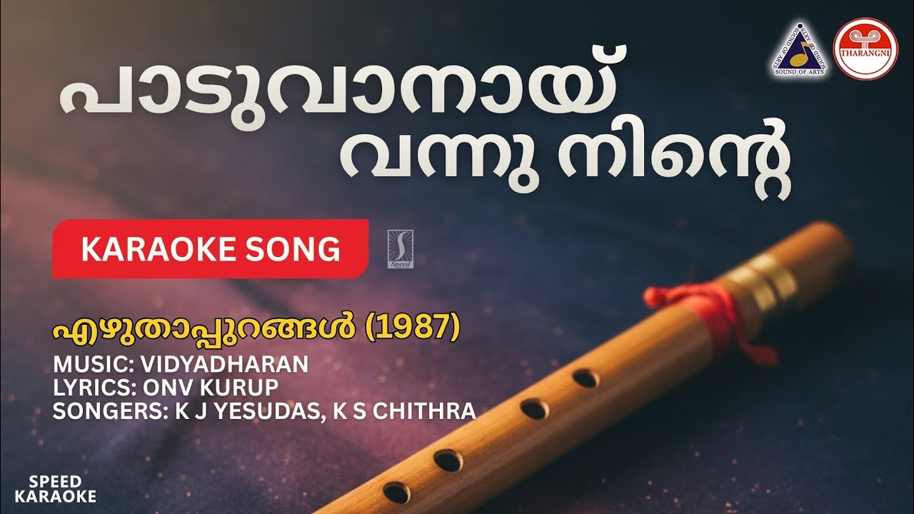 പാടുവാനായ് വന്നു നിൻ്റെ - എഴുതാപ്പുറങ്ങൾ | HD Karaoke with Lyrics | Vidyadharan | ONV Kurup |Yesudas