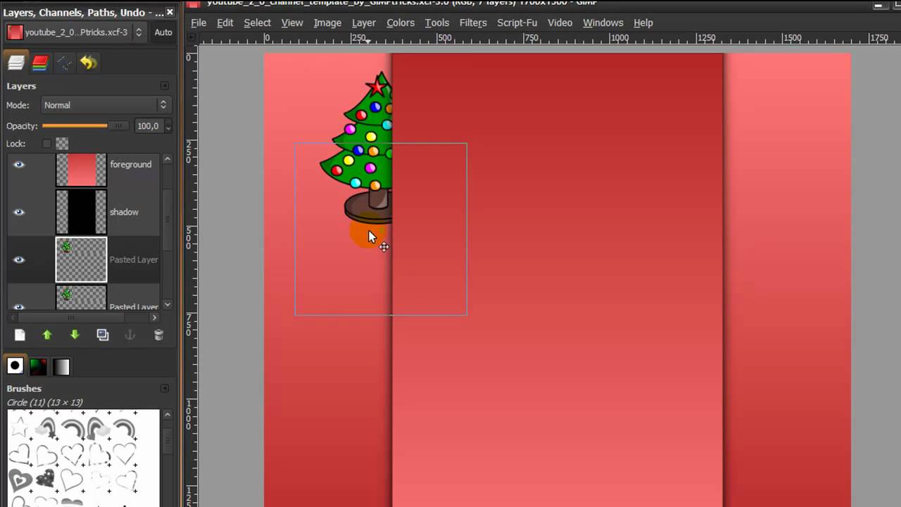 Make a youtube channel background with GIMP - New design