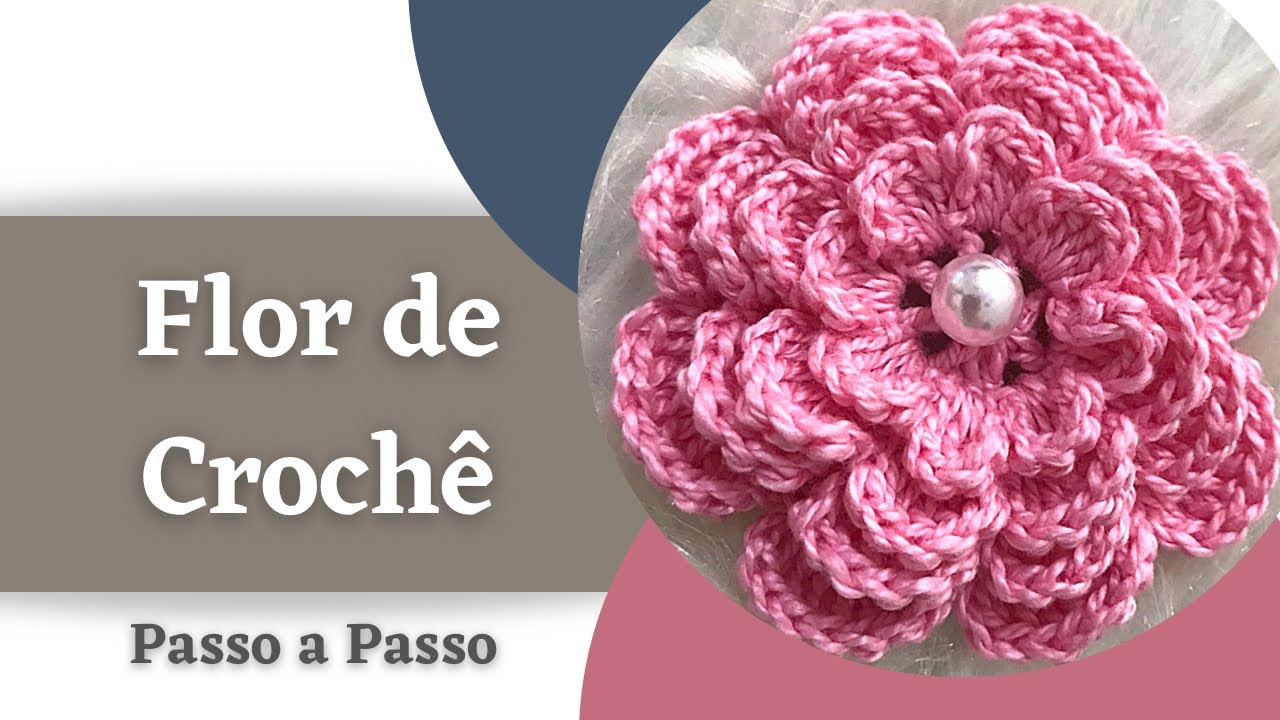 Flor de Crochê em Camadas para Aplique Passo a Passo