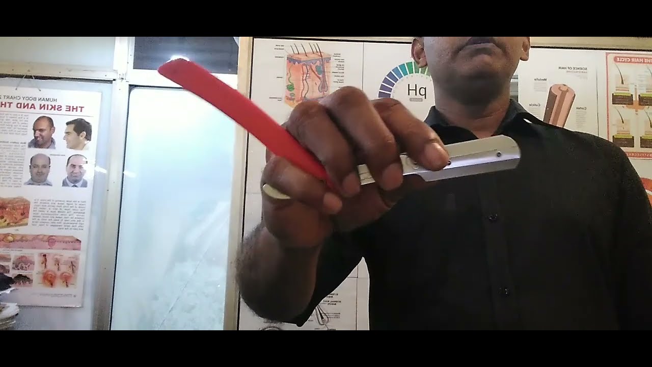 Barber  Razor / blade knife බාබර් රේසරය පුහුණු වන ක්‍රම (දැලි පිහිය ) #part01 #salon #course #hair