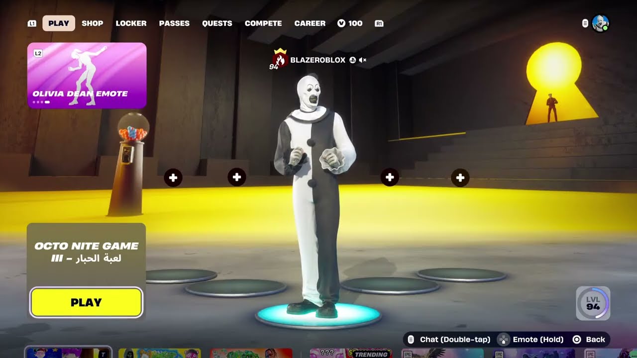 Playing squid game.Season 3. In fortnite. As.Art the Clown.