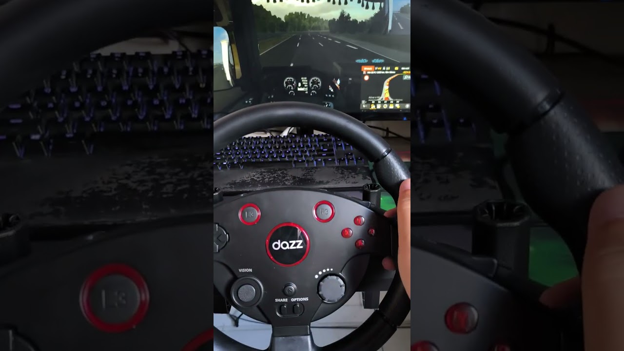 Testando o volante DAZZ no euro truck simulator 2