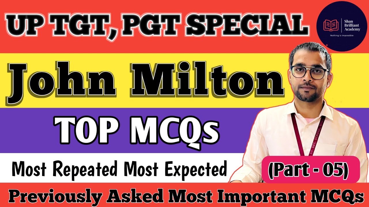 John Milton | John Milton MCQ | TGT English | TGT English Preparation | John Milton TGT | PGT | TGT