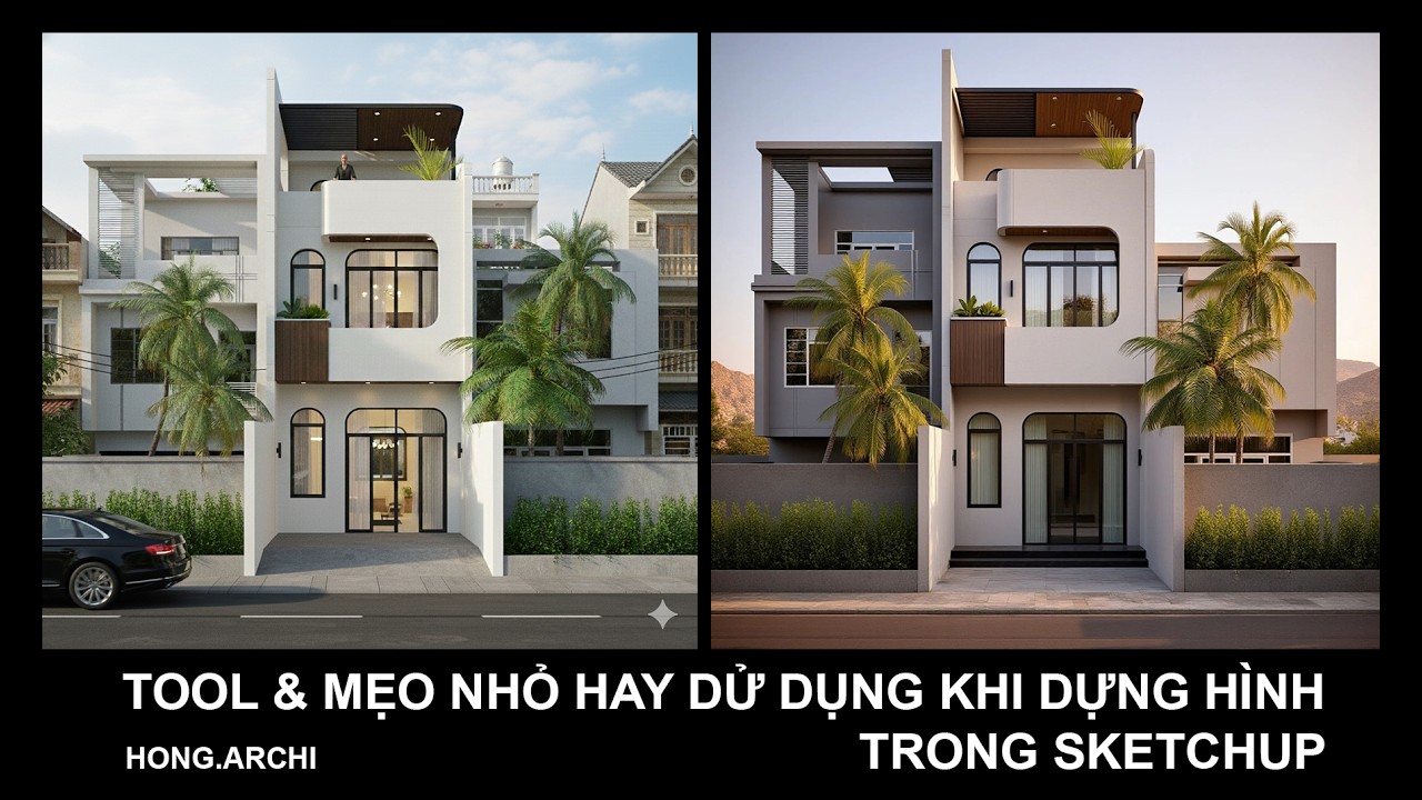 Tự học SketchUp cơ bản| NHÀ PHỐ #1 Phần 4 - Tool & Mẹo nhỏ hay sử dụng khi dựng hình