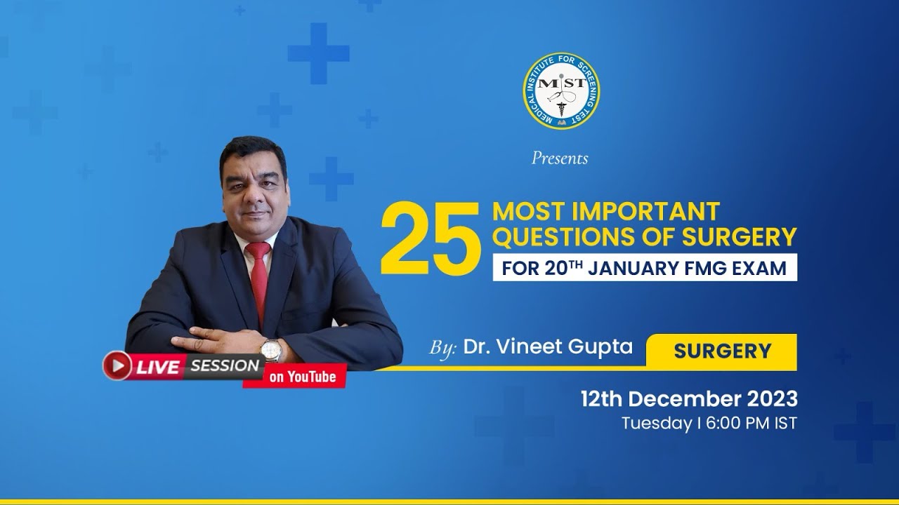 25 Most Important Surgery Clinical Questions For January 20th, 2024 Exam