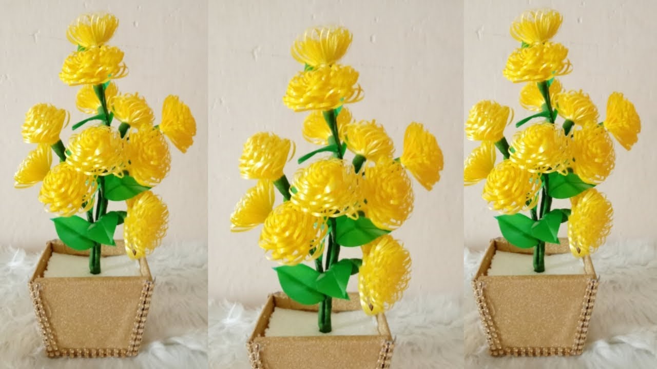 Bunga cantik dari Pita Jepang || DIY Home decoration ideas | Polypropylene RIbbons craft ideas