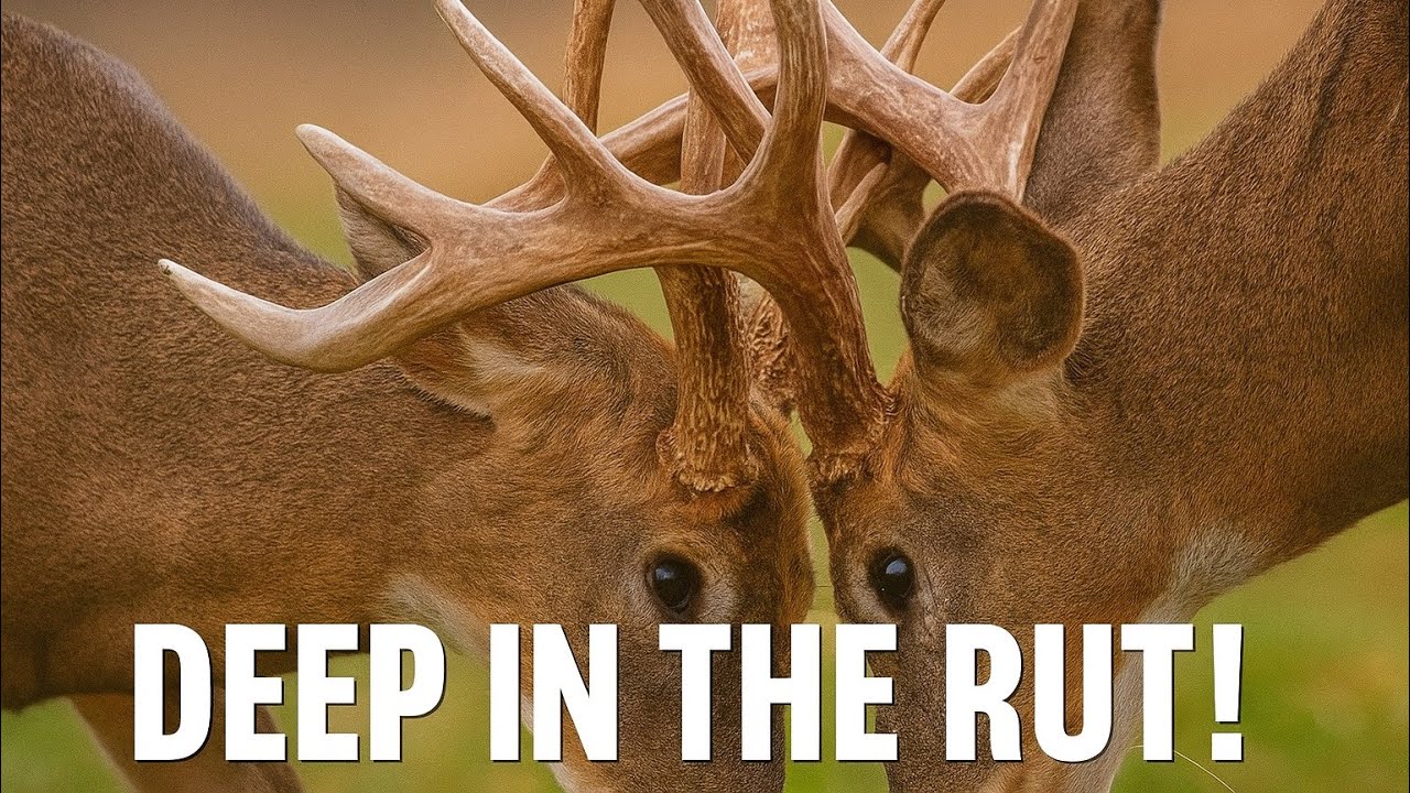 “Rut Madness! Giant Whitetails Lock Horns in the Woods”