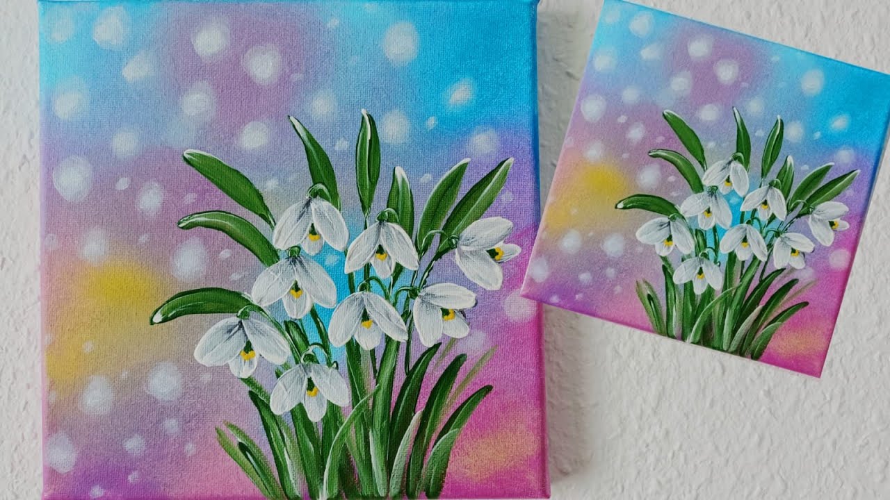 Blumen Malen Acryl Schneeglöckchen für Anfänger - Flowers Acrylic Painting Snowdrops for Beginners