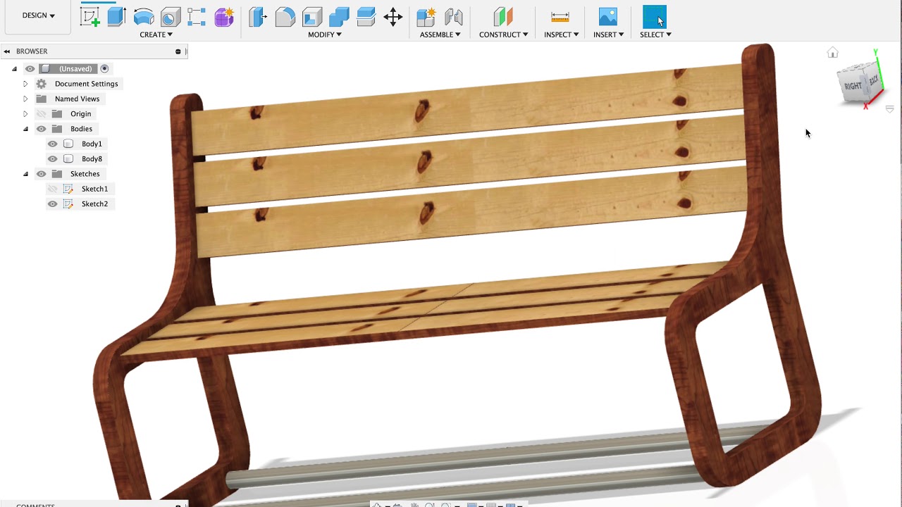 Fusion 360 Tutorial Chair 1 - Bench