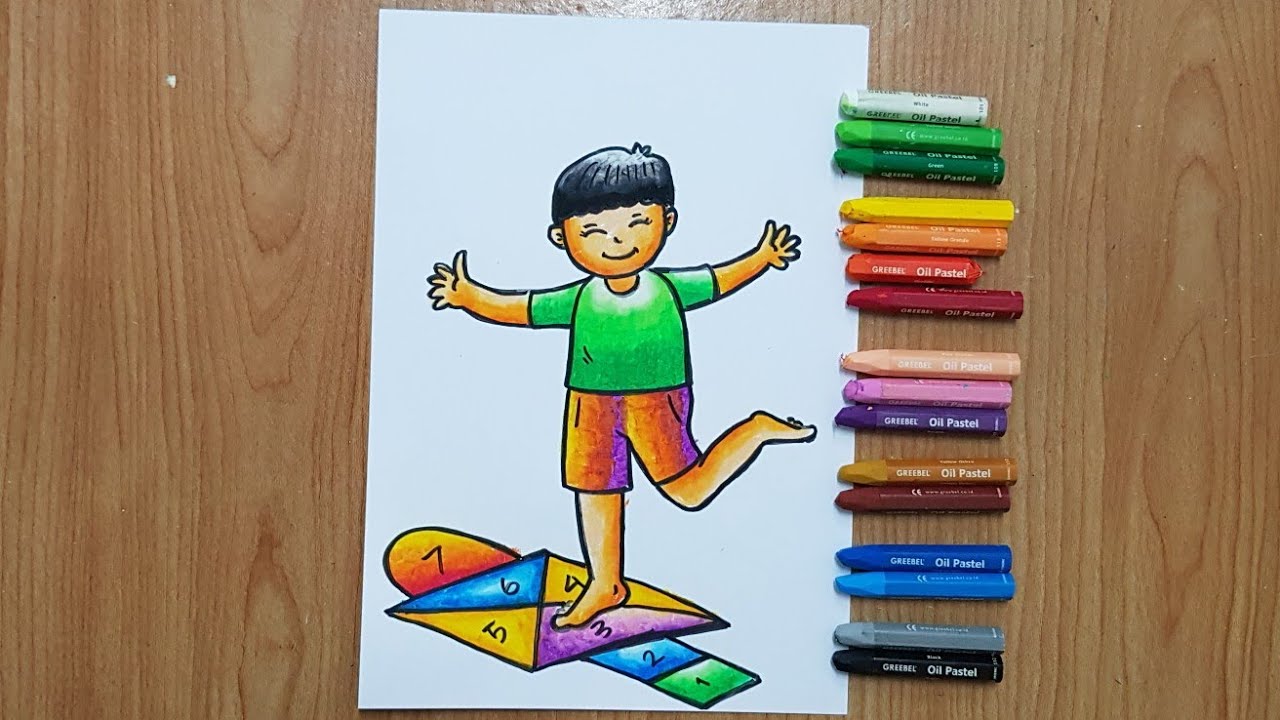 Belajar Menggambar Orang Bermain Engklek #permainantradisional