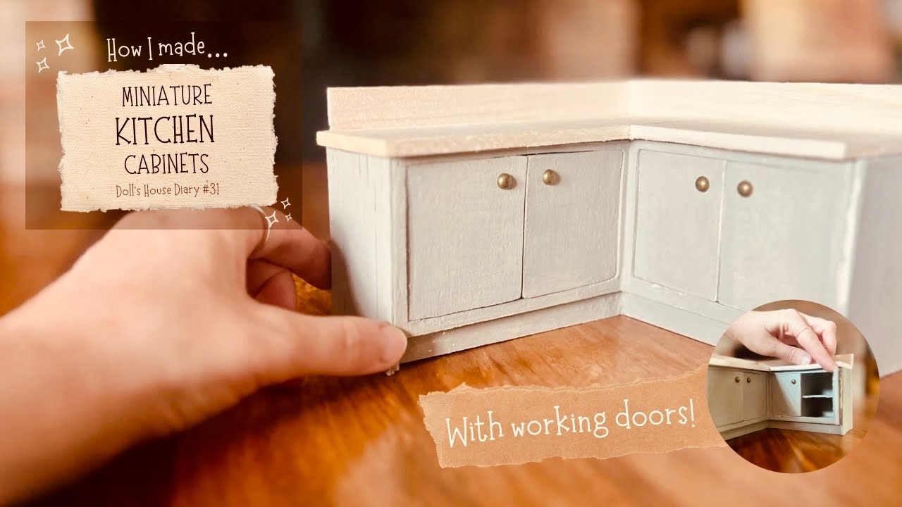 Handmade Miniature Kitchen Cabinets | DIY 1:12 Scale Wooden Kitchen with Hinges & Brass Handles ✨