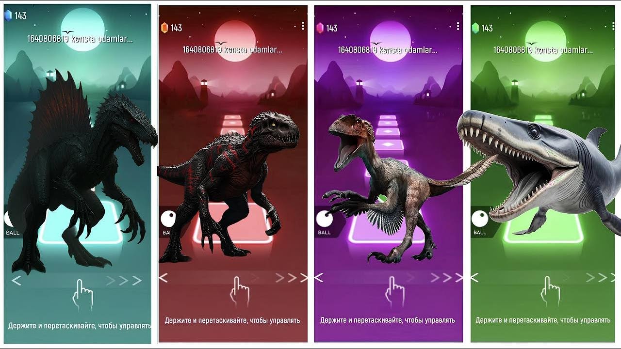 DINOSAUR 🆚 DINOSAUR 🆚 DINOSAUR 🆚 SHARK | TILES HOP FINAL BATTLE 🔥🎵