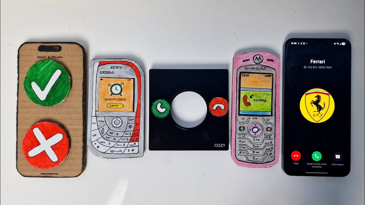 Iphone 17 just button/NOKIA 7610/black square/motorola L6/SAMSUNG S24, alarm+whatsapp+incoming call