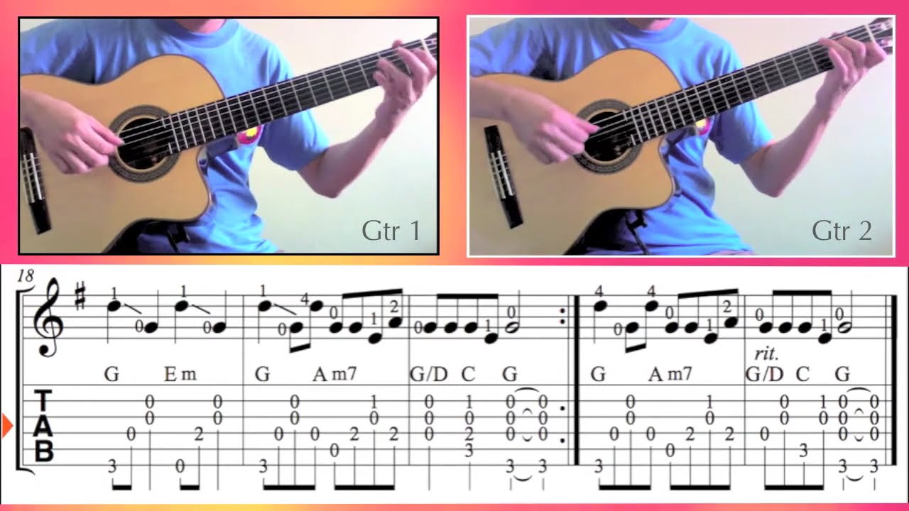 凤阳花鼓 (吉他二重奏) Fengyang Flower Drum Dance (Guitar Duet) [Notation + TAB]