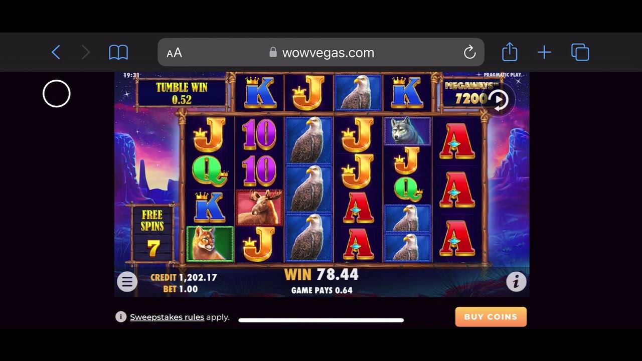 Wow Vegas Sweepstakes Casino: Buffalo King Megaways Nice Win #wowvegas #buffaloking