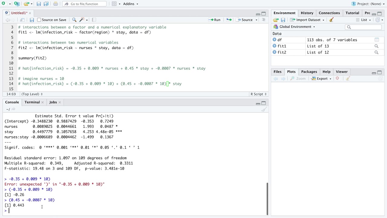 Multiple Linear Regression, interactions